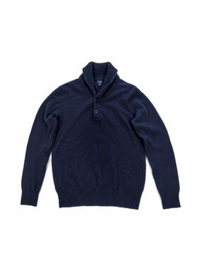 J.Crew Men’s 100% Lambswool Shawl Collar Pullover Sweater Navy • Medium